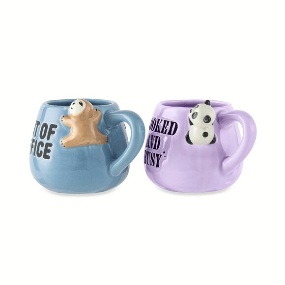 Thyme & Table 2 Pack Sloth Out of Office and Booked and Busy Panada Mugs 15.5oz - Picture 2 of 5